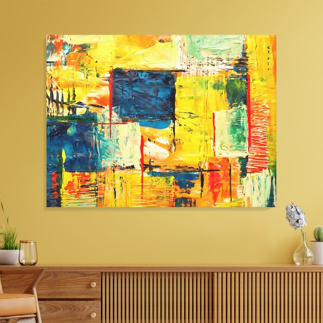 Modern Färgrik Abstrakt Expression Canvastryck (Insitu (Vardagsrum))