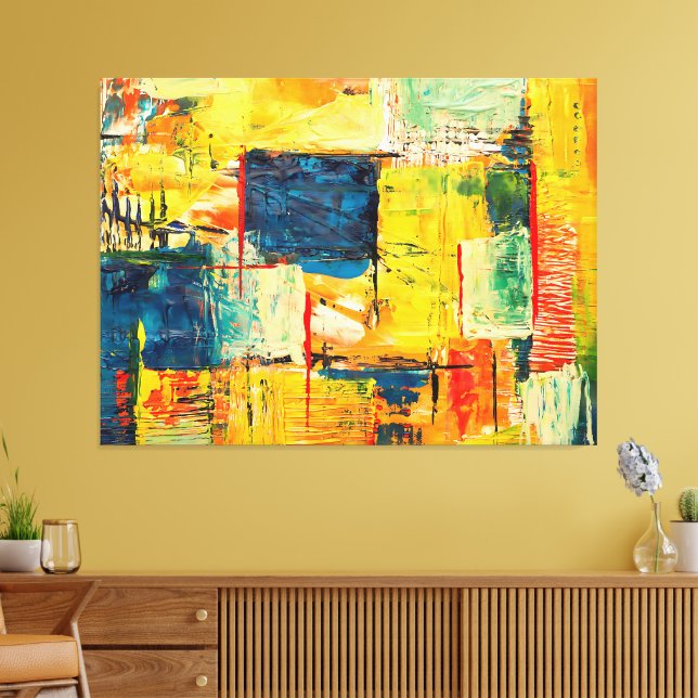 Modern Färgrik Abstrakt Expression Canvastryck (Insitu (Vardagsrum))