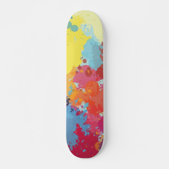 Modern Färgrik Abstrakt Målarfärg Stänk Mönster Mini Skateboard Bräda 18,5 Cm (Framsida)