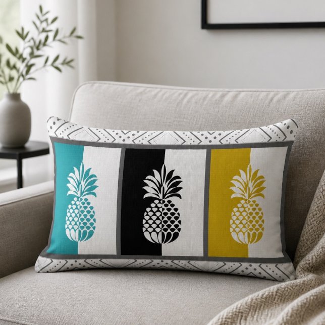 Modern färgrik ananas ländkudde lumbarkudde (Skapare uppladdad)