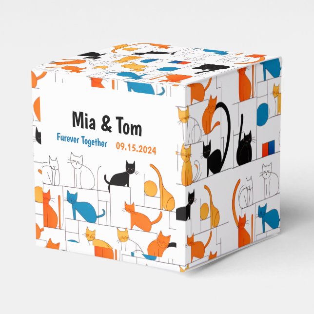 Modern Färgrik Anpassningsbar Elegant Katt Silhuet Presentaskar (Framsidan Sidan)