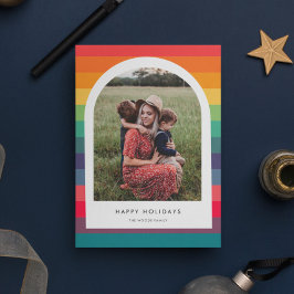 Modern Färgrik Båge Glad Högtid Foto Julkort