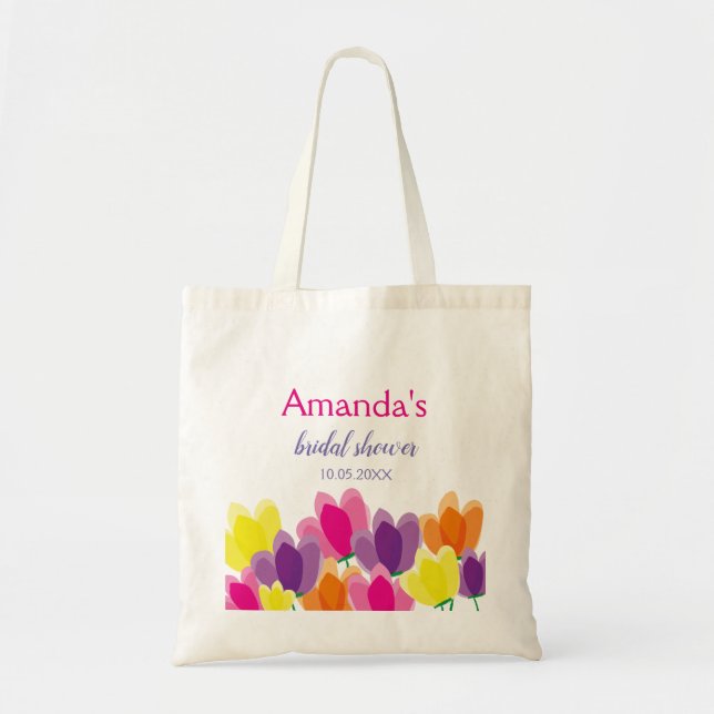 Modern Färgrik Blomma Tygkasse (Framsidan)