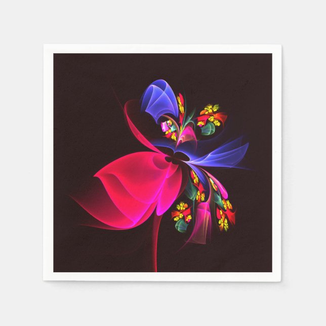 Modern Färgrik Blommig Abstrakt Konst Mönster #06 Pappersservett (Framsidan)