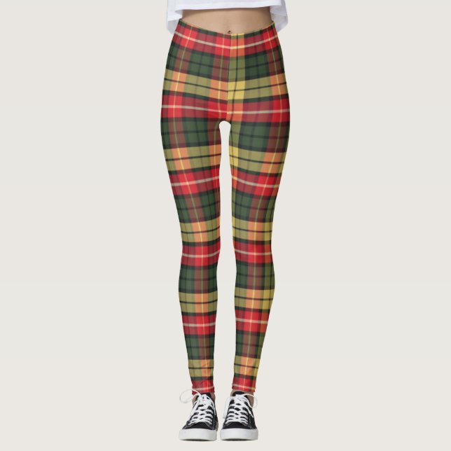 Modern Färgrik Festiv Rutmönster Leggings (Framsida)