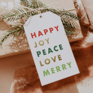 Modern Färgrik Jul Typografi Presentetikett