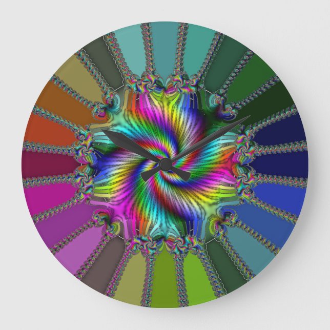 Modern Färgrik Mandala Mönster Väggtimme Stor Klocka (Framsida)