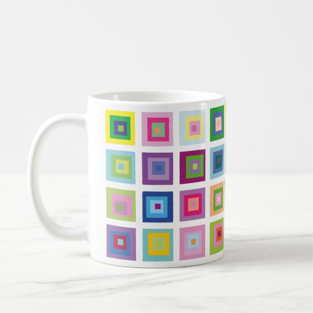 Modern Färgrik Mellersta Århundrade Rutor Mönster Kaffemugg (Vänster)