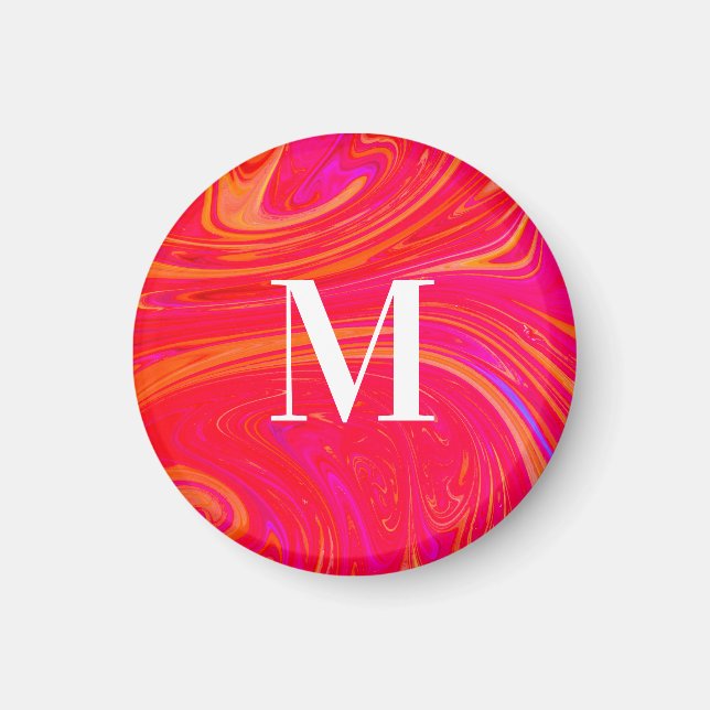 Modern färgrik monogram initial magnet (Framsidan)