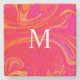 Modern färgrik monogram initial stenunderlägg