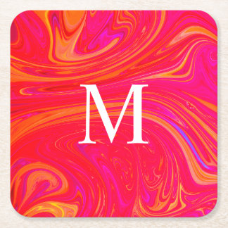 Modern färgrik monogram initial underlägg papper kvadrat