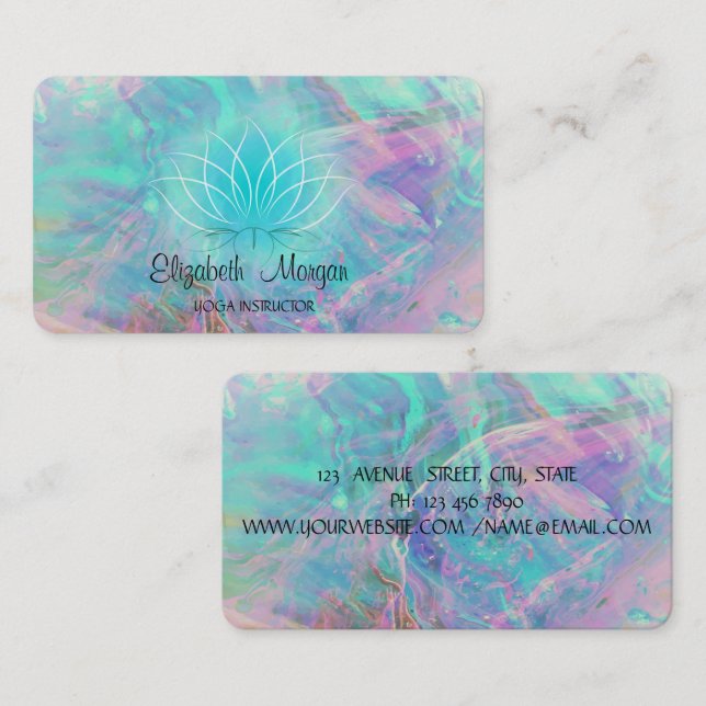 Modern Färgrik Opal Lotus Visitkort (Fram/baksida)