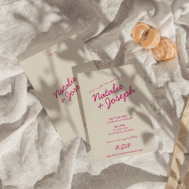 Modern Färgrik Retro Kul Whimsical Script Bröllop Inbjudningar