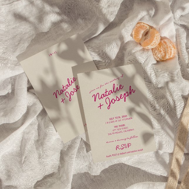 Modern Färgrik Retro Kul Whimsical Script Bröllop Inbjudningar (Skapare uppladdad)