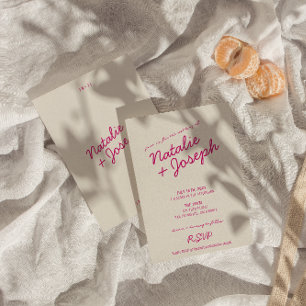 Modern Färgrik Retro Kul Whimsical Script Bröllop Inbjudningar