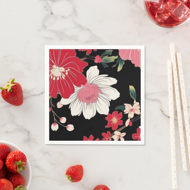 Modern Färgrik Sakura Blomma Japan Födelsedagsfest Pappersservett (Insitu)