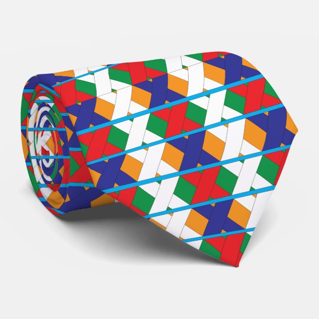 Modern Färgrik Samtidig Geometrisk Mönster Slips (Rullad)