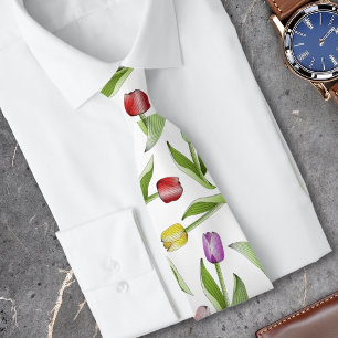 Modern Färgrik Tulpan Blomma Slips