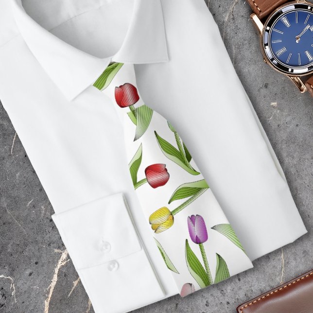 Modern Färgrik Tulpan Blomma Slips (Skapare uppladdad)