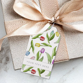 Modern Färgrik Tulpan Blommönster Presentetikett