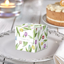 Modern Färgrik Tulpan Blommönster Tack Presentaskar