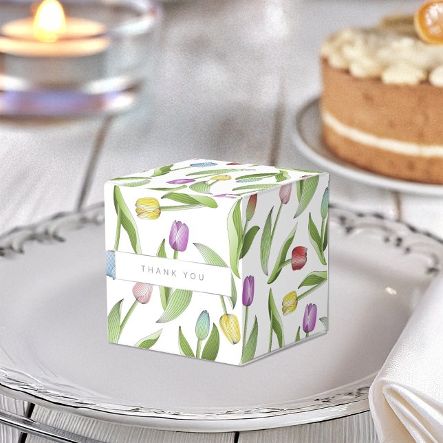 Modern Färgrik Tulpan Blommönster Tack Presentaskar (Skapare uppladdad)