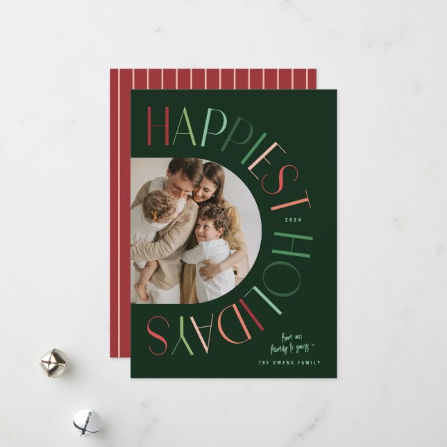 Modern Färgrik Valvbåge En Foto Gladast Julkort (Fram/Back In Situ)