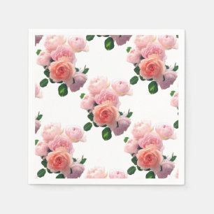 Modern Färgrik Vattenfärg Rosa Rosor Mall Pappersservett