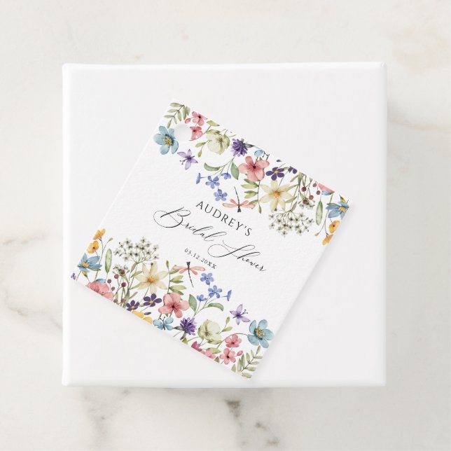 Modern Färgrik Vild Blomster Bröllopsdusch Gåvor Etiketter (På plats)