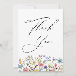 Modern Färgrik Vild Blomster Bröllopsdusch Tack Kort