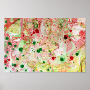 Modern färgstark Abstrakt Art Grönt Rosa Red Gult Poster