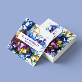 Modern färgstark Abstrakt Fluid Art Fyrkantigt Visitkort