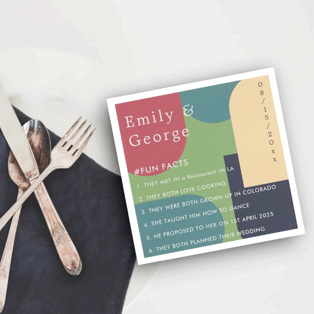 Modern färgstark Abstrakt Groovy Roligt Facts Bröl Pappersservett (Skapare uppladdad)