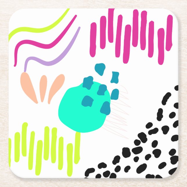 Modern färgstark Abstrakt mönster. Underlägg Papper Kvadrat (Framsidan)