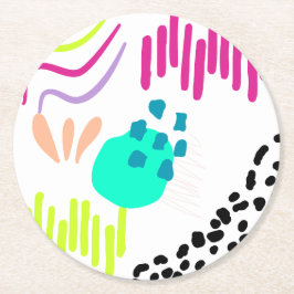 Modern färgstark Abstrakt mönster. Underlägg Papper Rund