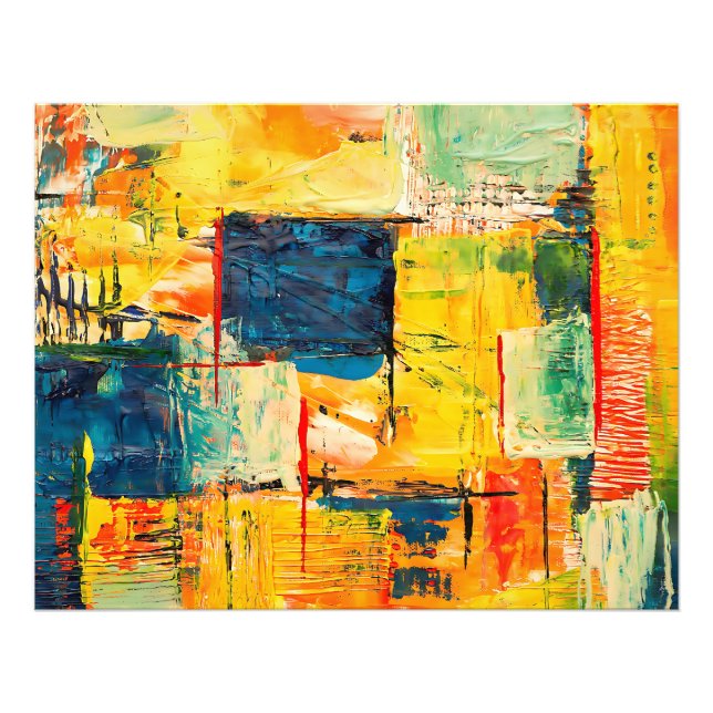 Modern färgstark Abstrakt - uttryck Fototryck (Framsidan)