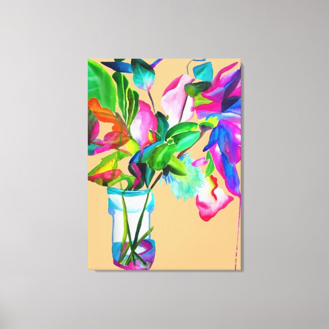 Modern färgstark blommigt fortfarande livskraftig  canvastryck (Framsida)