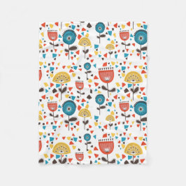 Modern färgstark Blommönster i mitten av århundrad Fleecefilt