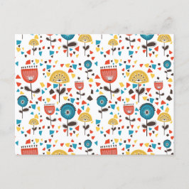 Modern färgstark Blommönster i mitten av århundrad Helg Vykort