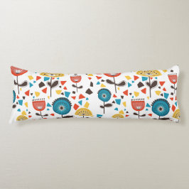 Modern färgstark Blommönster i mitten av århundrad Kroppskudde