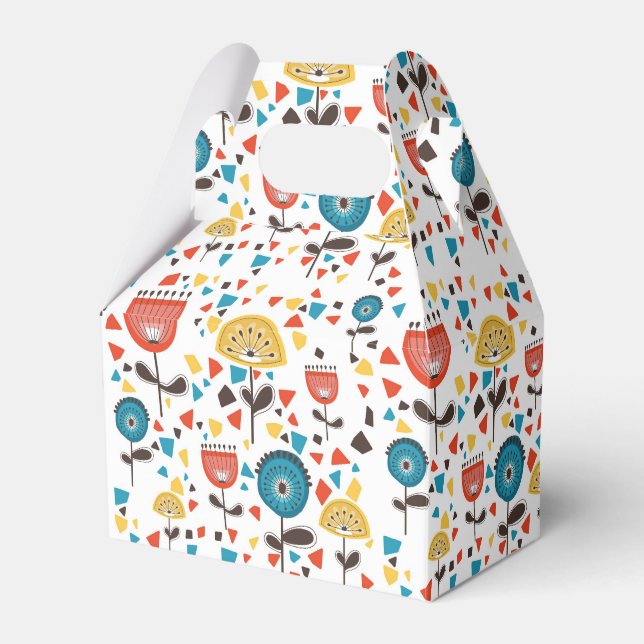 Modern färgstark Blommönster i mitten av århundrad Presentaskar (Framsidan Sidan)