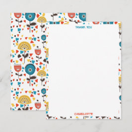 Modern färgstark Blommönster i mitten av århundrad Tack Kort