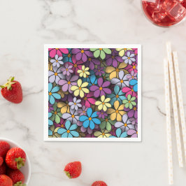 Modern färgstark Blommönster Pappersservett