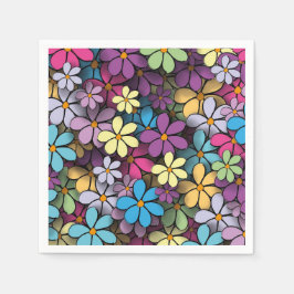 Modern färgstark Blommönster Pappersservett