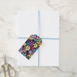 Modern färgstark Blommönster Presentetikett