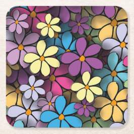 Modern färgstark Blommönster Underlägg Papper Kvadrat