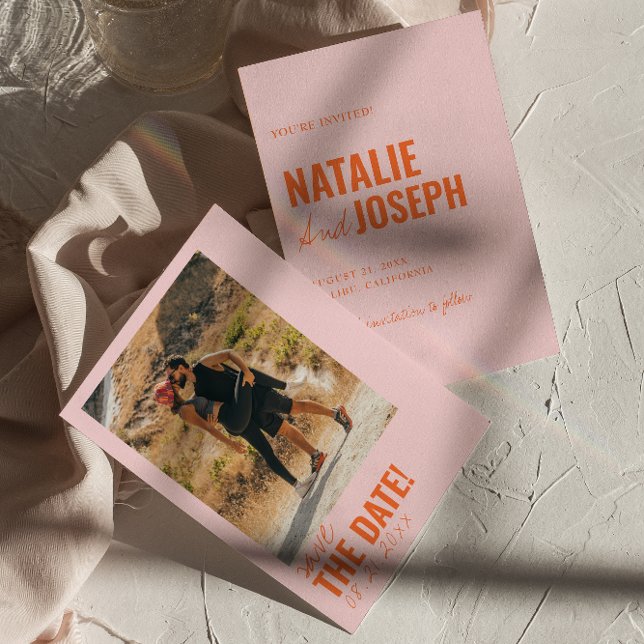 Modern färgstark, Bröllop, unik Roligt - foto Spara Datumet (Skapare uppladdad)