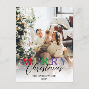 Modern färgstark Elegant - julfamiljfoto Helg Vykort