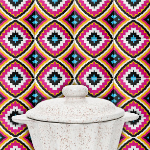 Modern färgstark etnisk talavera Geometric Mönster Kakelplatta
