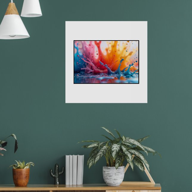Modern Färgstark Färgrik Splash Affisch - Abstrakt (Vardagsrum 1)